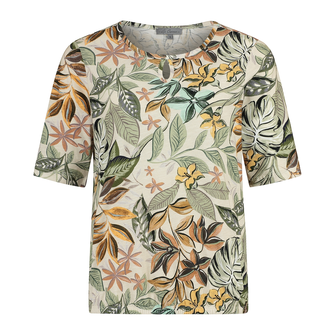 Les Copines Dames Top 25062 Cotton Flame Khakigroen