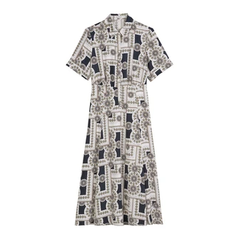 Marc O'Polo Dames Jurk 504120821189 Blauw dessin