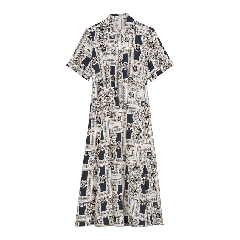 Marc O'Polo Dames Jurk 504120821189 Blauw dessin