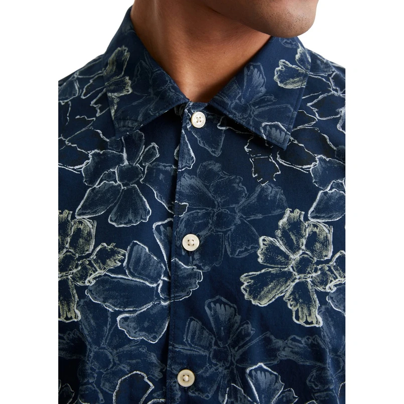 Marc O'Polo Heren Overhemd 523735441040 Blauw dessin