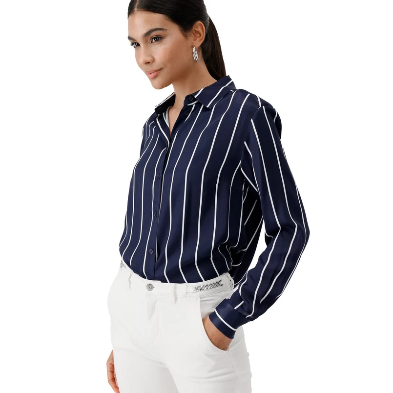 Monari Dames Blouse 409358 Blauw dessin