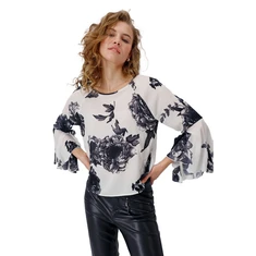 Monari Dames Blouse 409360 Blauw dessin
