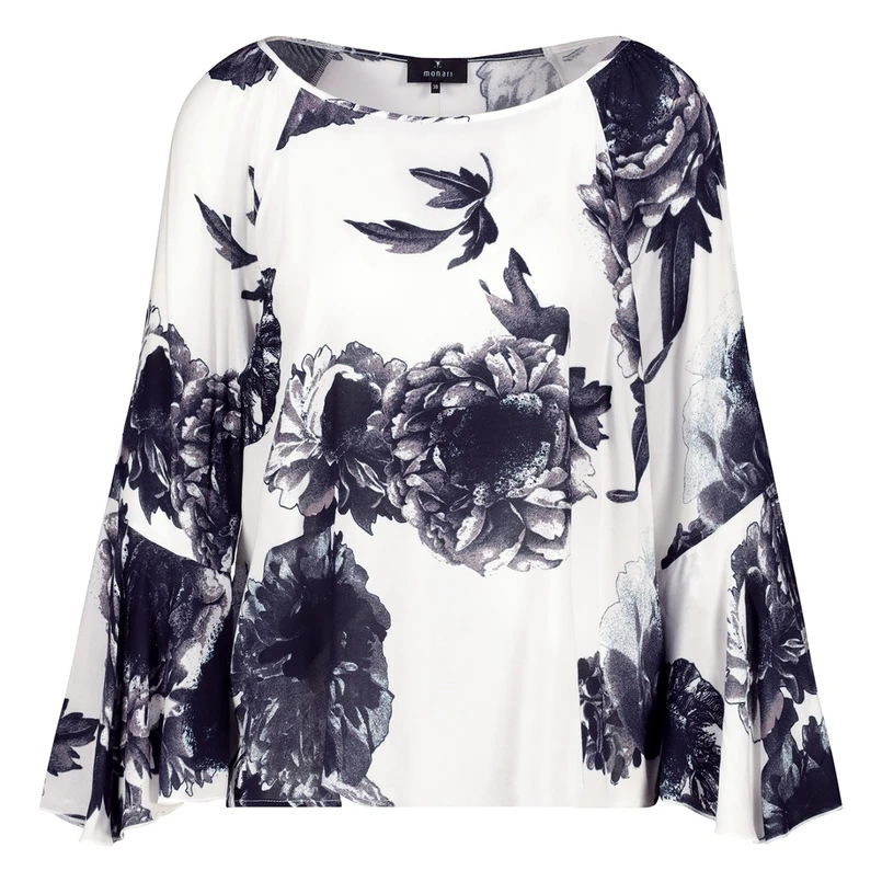 Monari Dames Blouse 409360 Blauw dessin