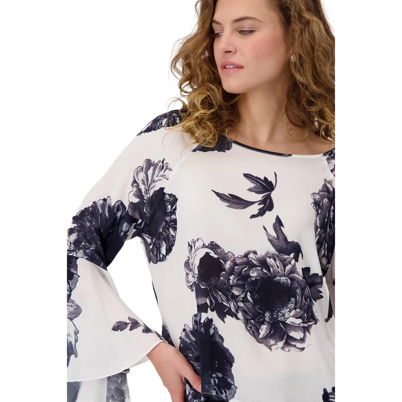 Monari Dames Blouse 409360 Blauw dessin