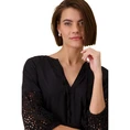 Monari Dames Blouse 409672 Zwart dessin