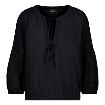 Monari Dames Blouse 409672 Zwart dessin