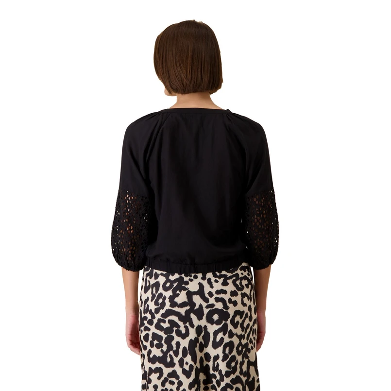 Monari Dames Blouse 409672 Zwart dessin