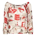 Monari Dames Blouse 409694 Rood dessin