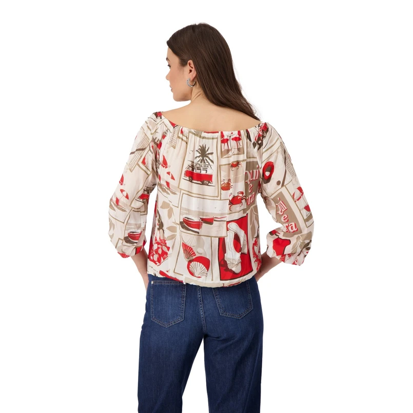 Monari Dames Blouse 409694 Rood dessin
