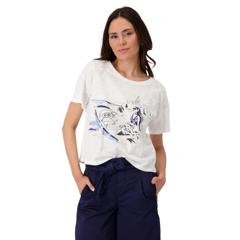 Monari Dames Top 409686 Blauw dessin