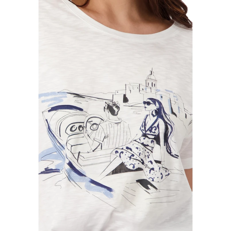 Monari Dames Top 409686 Blauw dessin