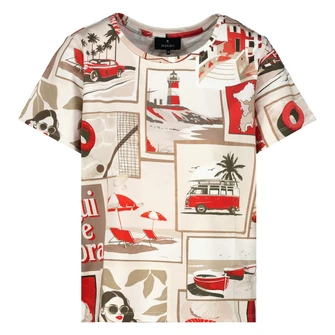 Monari Dames Top 409742 Rood dessin