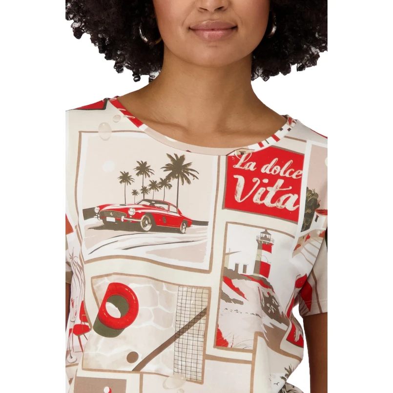Monari Dames Top 409742 Rood dessin