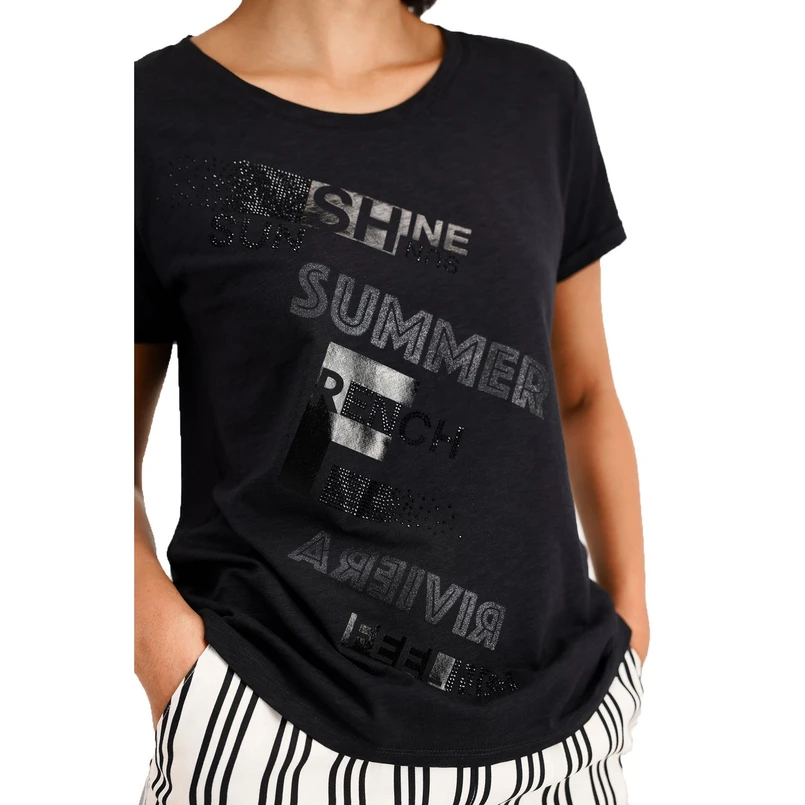 Monari Dames Top 409786 Zwart dessin