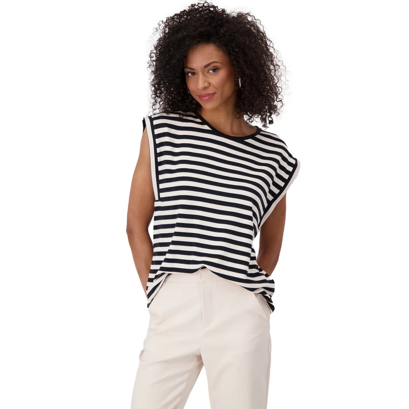Monari Dames Top 409882 Zwart dessin