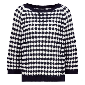 Monari Dames Trui 409227 Blauw dessin