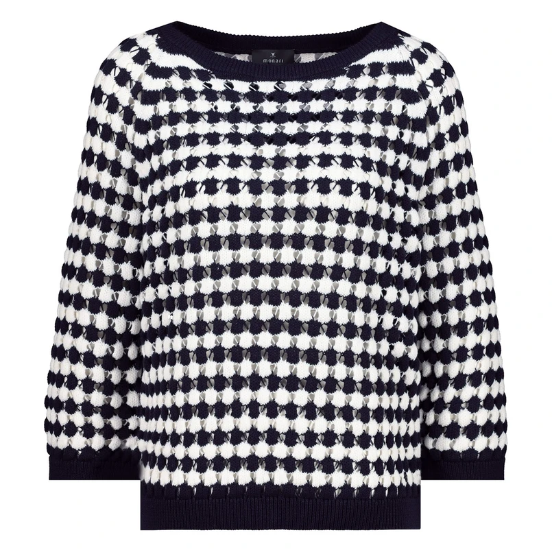 Monari Dames Trui 409227 Blauw dessin
