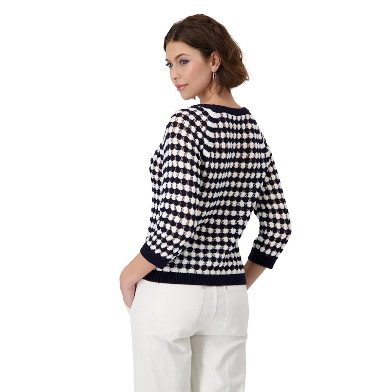 Monari Dames Trui 409227 Blauw dessin