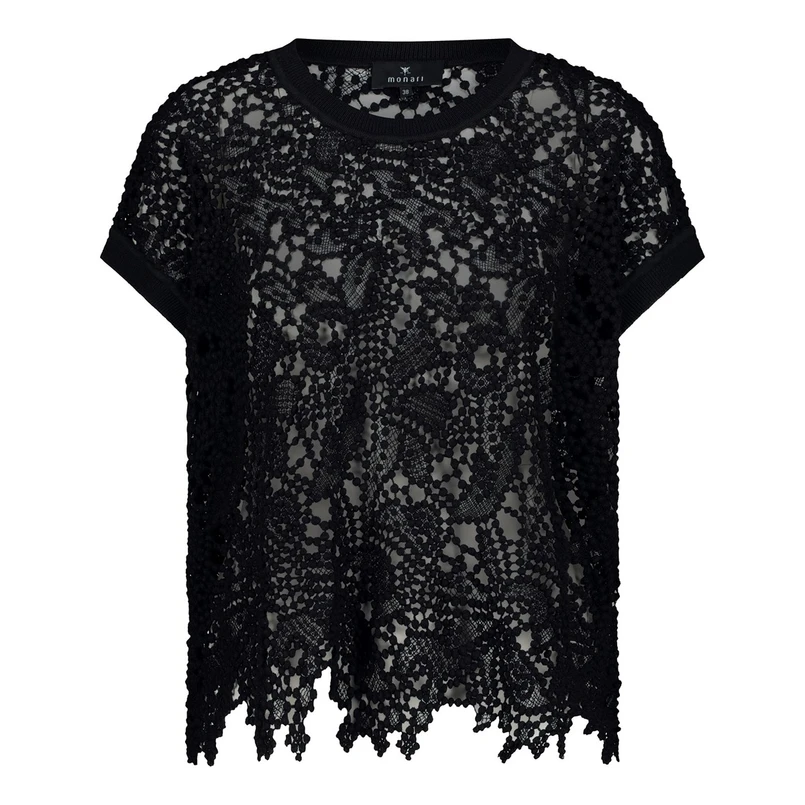 Monari Dames Trui 409994 Zwart dessin