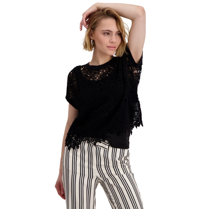 Monari Dames Trui 409994 Zwart dessin