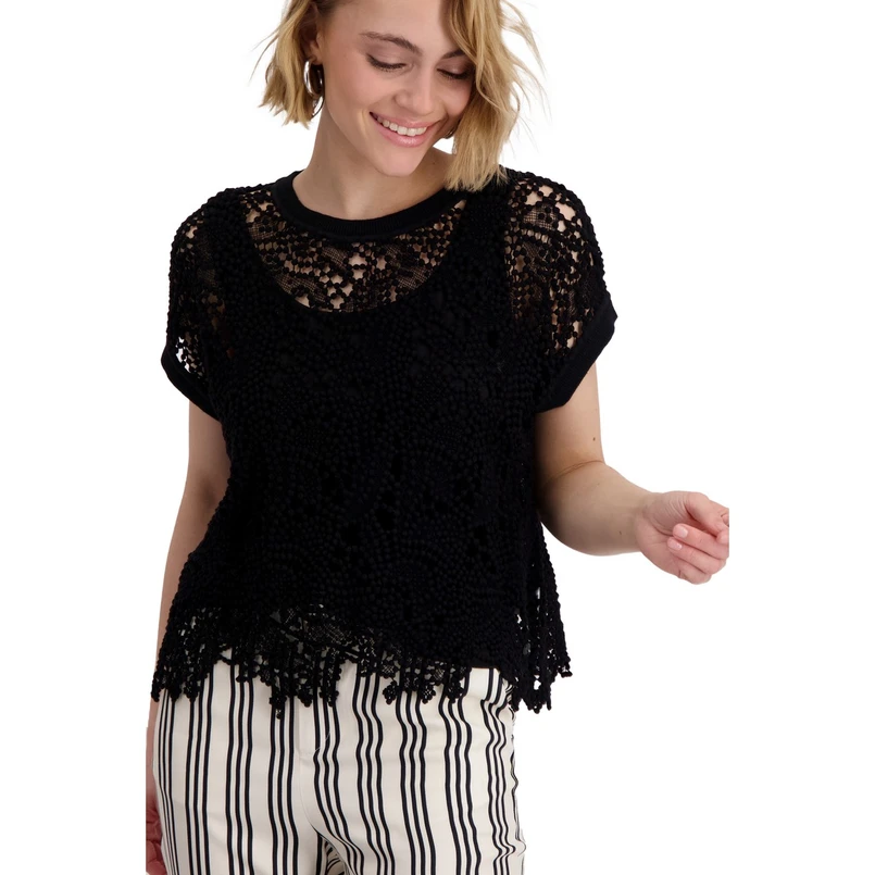 Monari Dames Trui 409994 Zwart dessin