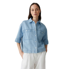 Opus Dames Blouse 10399212148100 Light blue denim