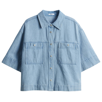 Opus Dames Blouse 10399212148100 Light blue denim