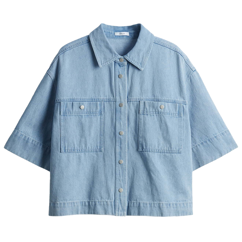 Opus Dames Blouse 10399212148100 Light blue denim