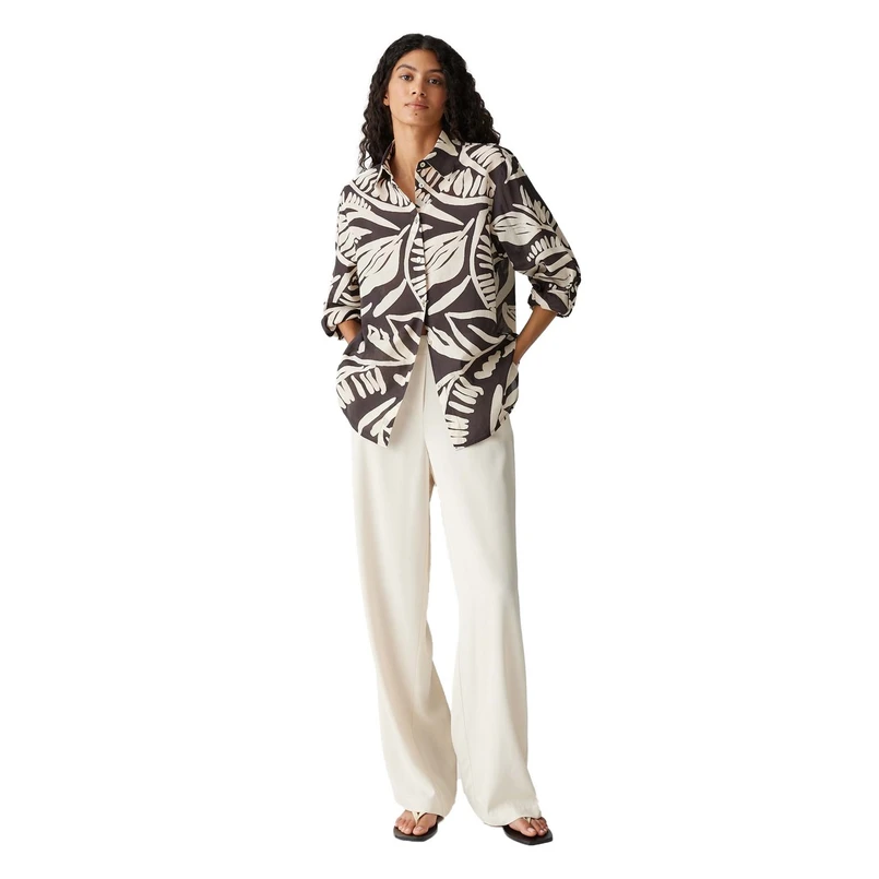 Opus Dames Blouse 2454913190100 Midden bruin