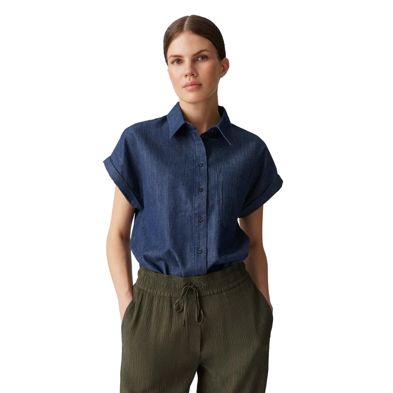 Opus Dames Blouse Folmes Mid blue denim
