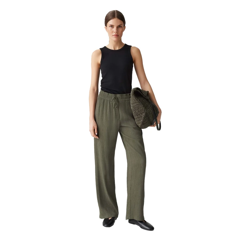 Opus Dames Broek Marou crinkle Olijf