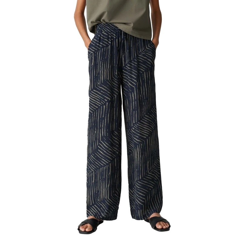Opus Dames Broek Marou palm leaves Kobalt