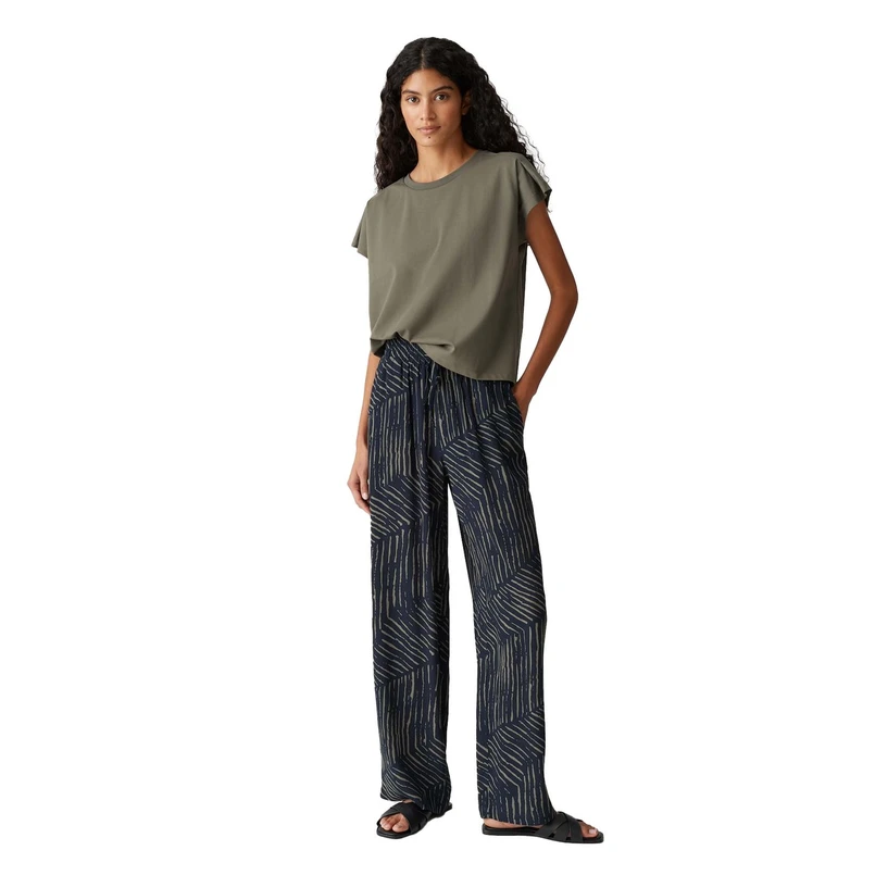 Opus Dames Broek Marou palm leaves Kobalt