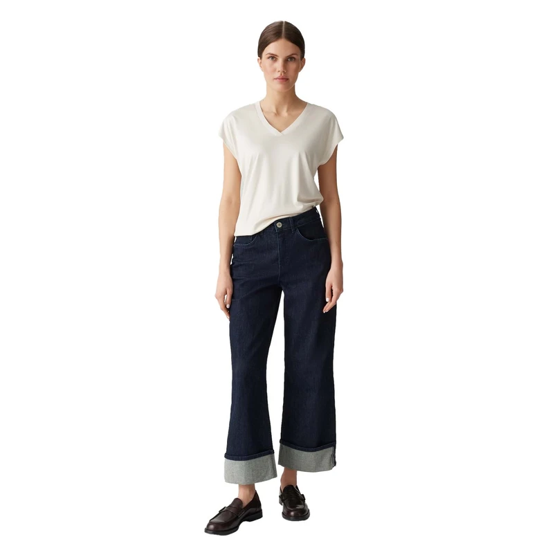 Opus Dames Jeans Miva turn up Bleu