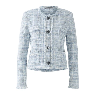 Oui Dames Blazer 0093032 Blauw dessin