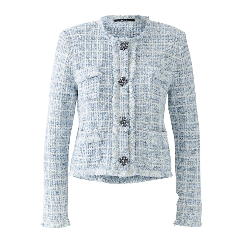 Oui Dames Blazer 0093032 Blauw dessin