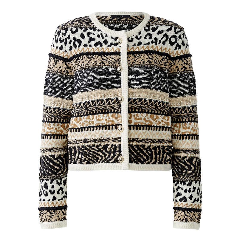 Oui Dames Blazer 0093790 Zwart dessin