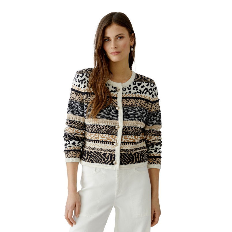 Oui Dames Blazer 0093790 Zwart dessin