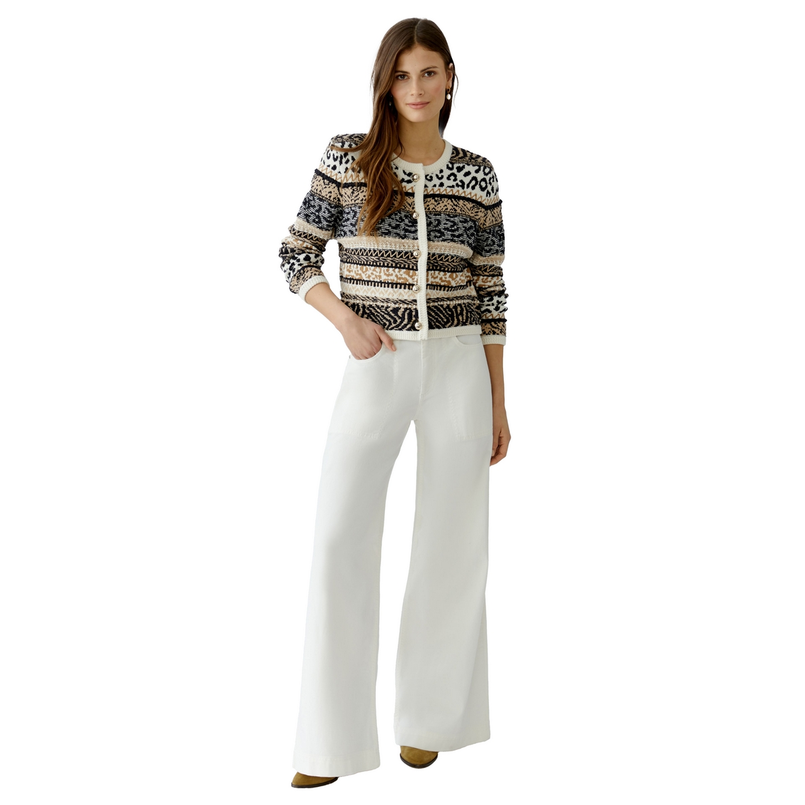 Oui Dames Blazer 0093790 Zwart dessin