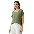 Oui Dames Blouse 0088335 Khakigroen