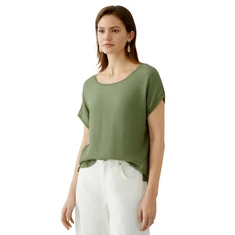 Oui Dames Blouse 0088335 Khakigroen