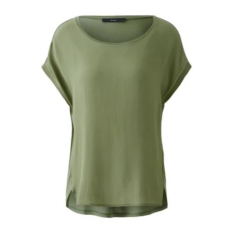 Oui Dames Blouse 0088335 Khakigroen