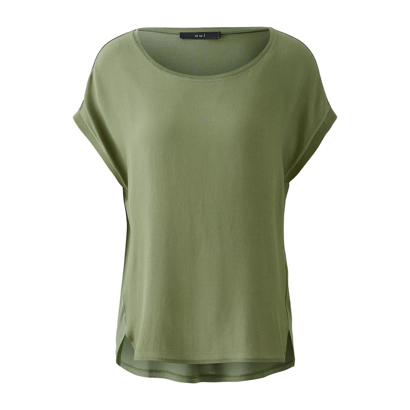 Oui Dames Blouse 0088335 Khakigroen