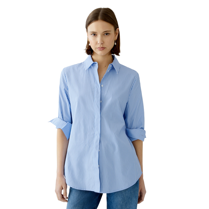 Oui Dames Blouse 0091888 Bleu