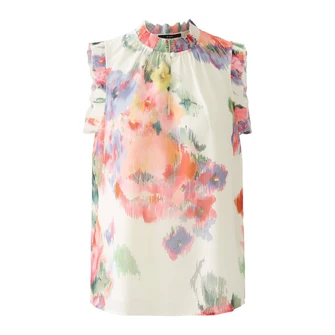 Oui Dames Blouse 0092999 Paars dessin
