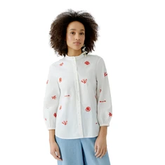 Oui Dames Blouse 0093682 WIT DESSIN