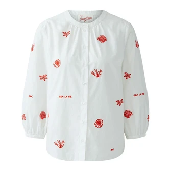 Oui Dames Blouse 0093682 WIT DESSIN