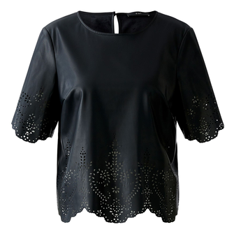 Oui Dames Blouse 0093891 Zwart