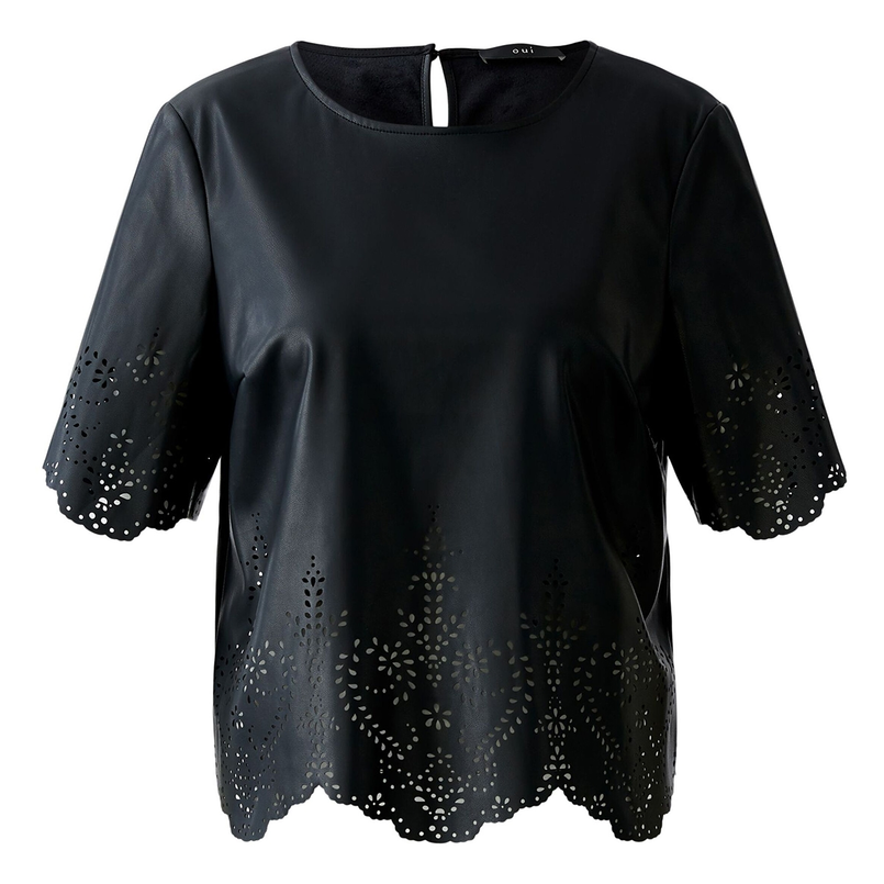 Oui Dames Blouse 0093891 Zwart
