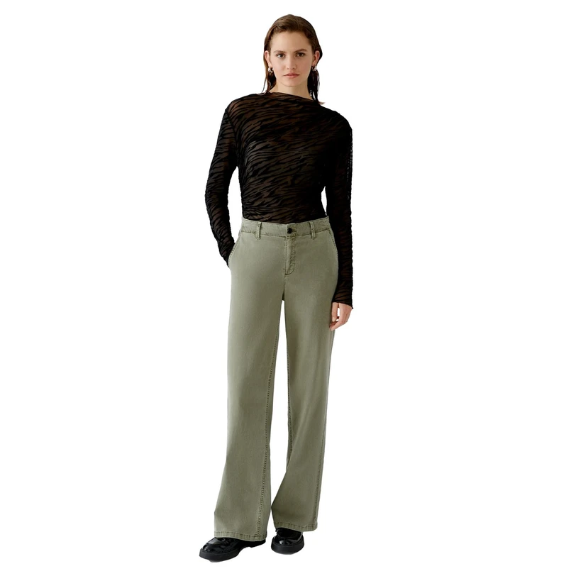 Oui Dames Broek 0090592 Olijf